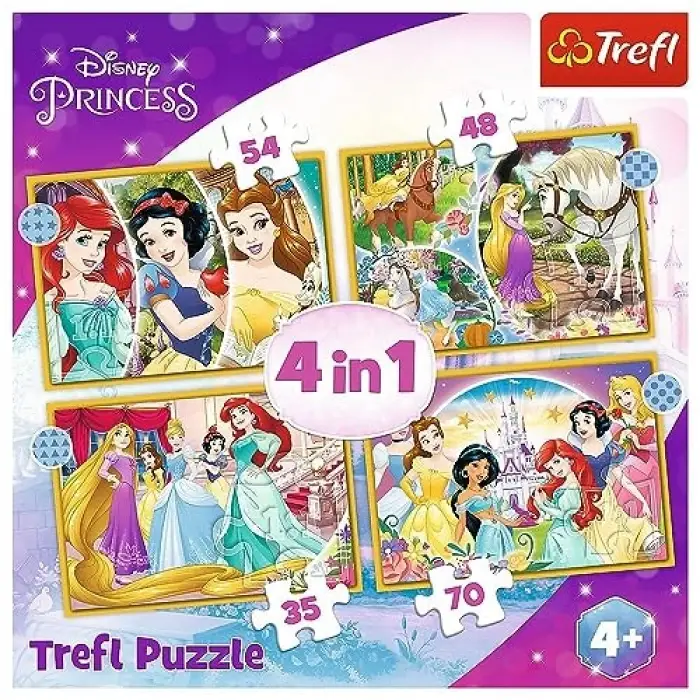 Puzzles - 4ü 1 arada - Mutlu günler/Disney Prensesi