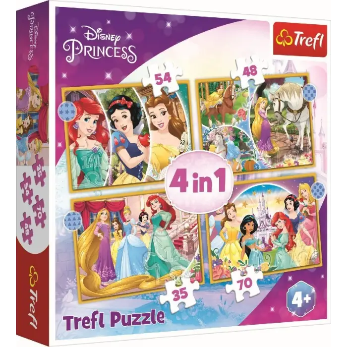 Puzzles - 4ü 1 arada - Mutlu günler/Disney Prensesi