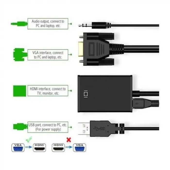 PX-1250 Analog Vgadan HDMIa Full HD Görüntü Çevirici Adaptör