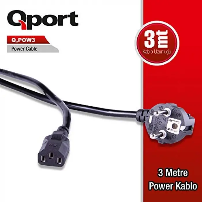Q Pow3 3 Metre Pc Power Kablosu