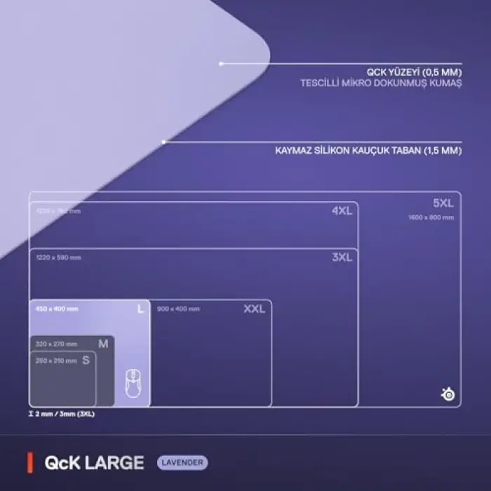 QcK Large Gaming Oyuncu Mouse Pad - Lila