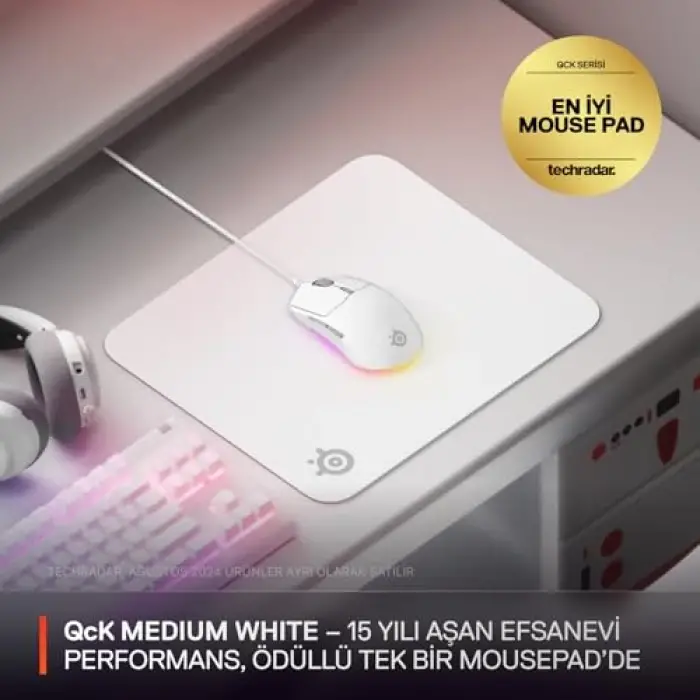 QcK Medium Gaming Mousepad, Beyaz