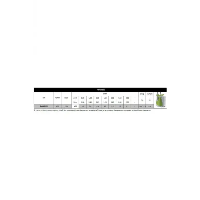 Qsb-JH-750122 Dalgıç pompa, 750 W