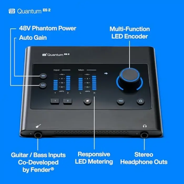 Quantum ES2-2 x 2, 24-bit / 192 kHz Ses Kartı, 6 Aylık Studio One+ Üyeliği