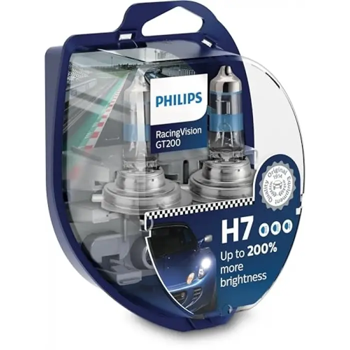 RacingVision GT200 H7 Far Ampulü, +200%, Çift Set