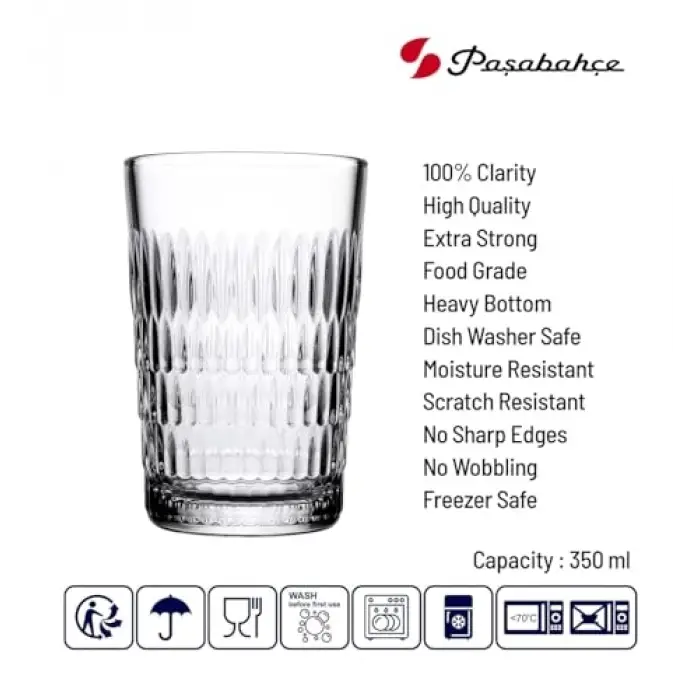 Rain Meşrubat Long Drink Bardağı, 350 CC, Altılı