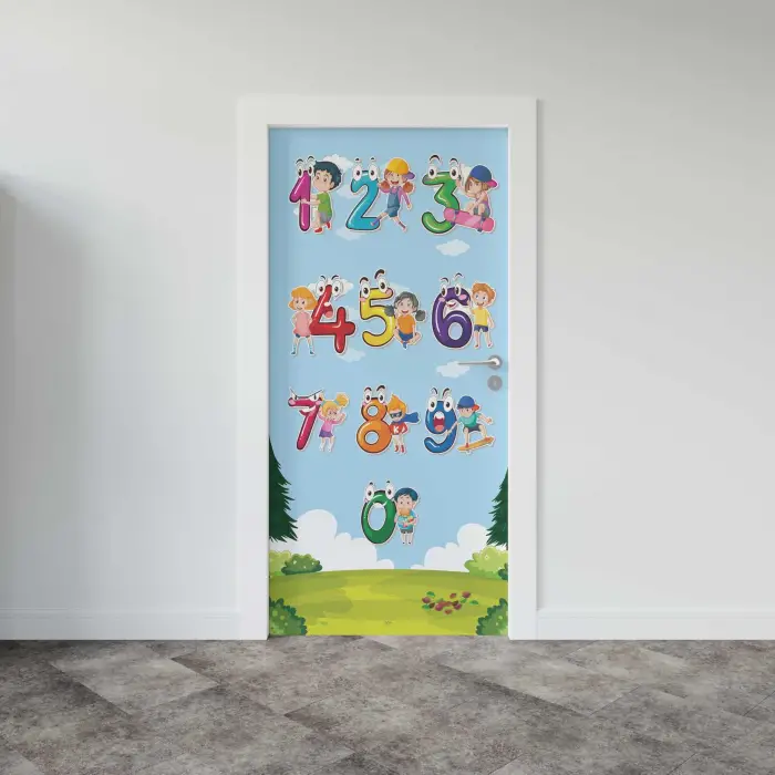 Rakamlar Desenli Kapı Sticker Folyosu