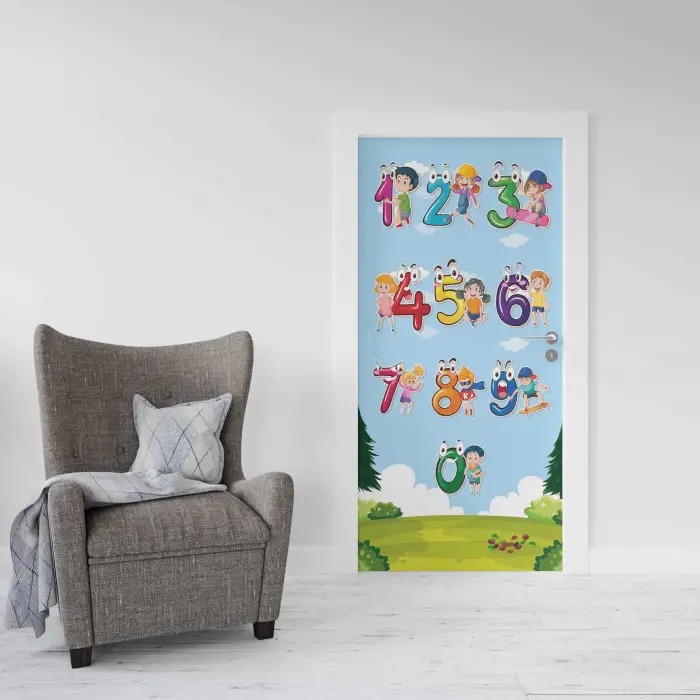 Rakamlar Desenli Kapı Sticker Folyosu