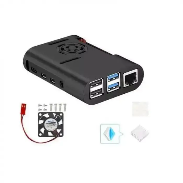 Raspberry Pi 4 Fan Case-Siyah