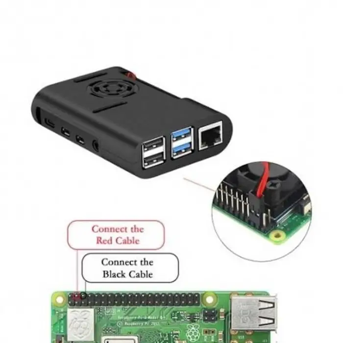 Raspberry Pi 4 Fan Case-Siyah