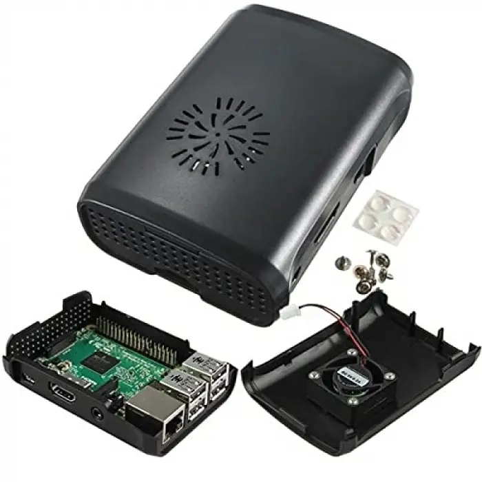 Raspberry Pi B+/2/3 Siyah, Fan Uyumlu Case