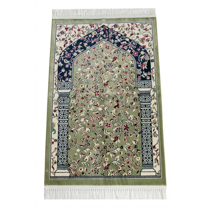 Ravza Desenli Halı Tipi Dokuma Seccade - Yeşil