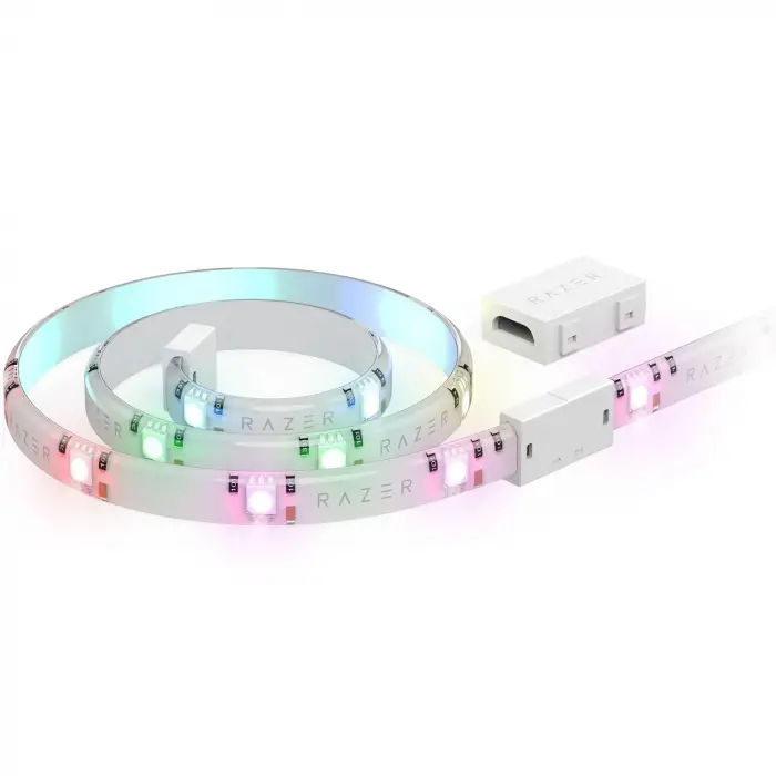 Razer Aether Light Strip Extender - RGB LED Işık Şeridi Uzatma (1M / 3ft Genişletici, 8 Genişleticiye Kadar Bağlayın, Esnek Tasarım) Beyaz