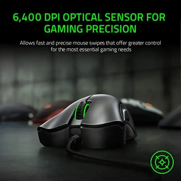 Razer DeathAdder Essential (2021) - Kablolu Oyun Faresi (Optik Sensör, 6400 DPI, 5 Programlanabilir Düğme, Ergonomik Form Faktörü) Siyah