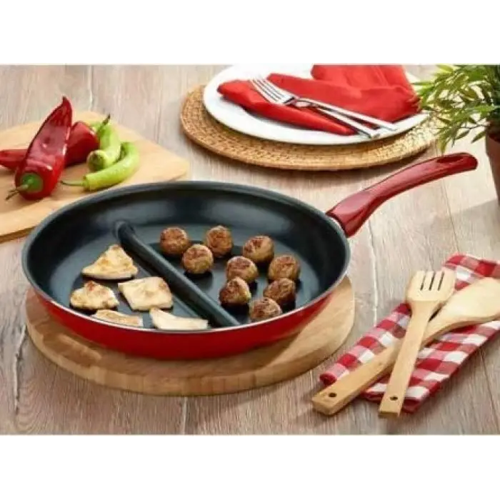 Redio 30 Cm Cingöz Çift Bölmeli Tava, Kırmızı