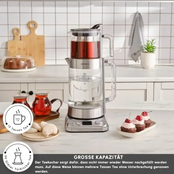 Refikadan XL Cam Çay Makinesi Chrome
