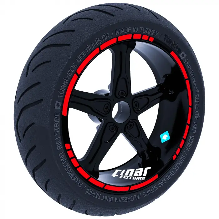 Reflektif Kırmızı Moto GP Stili Jant Şeridi Sticker