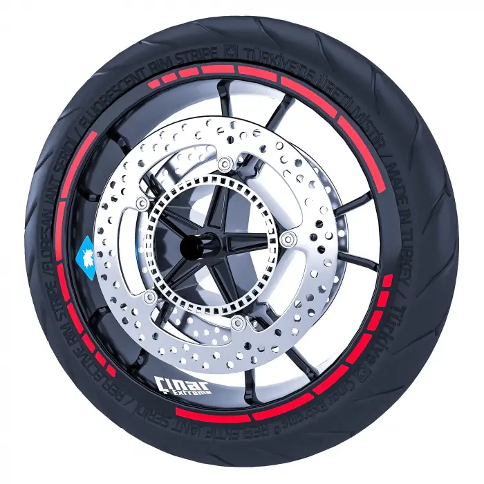Reflektif Kırmızı Moto GP Stili Jant Şeridi Sticker