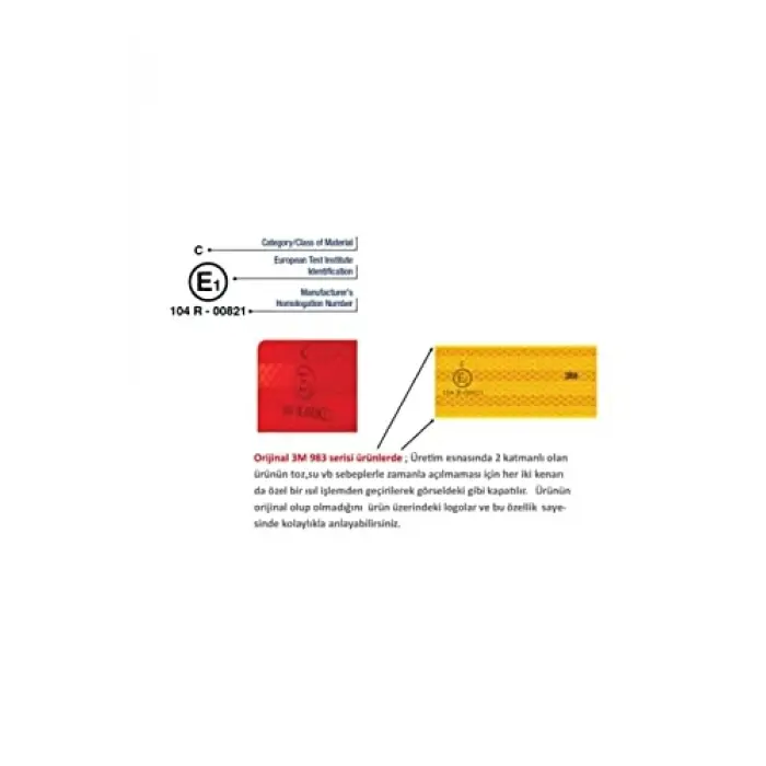 Reflektif Şerit Sarı Diamond Grade Reflektör 1 m