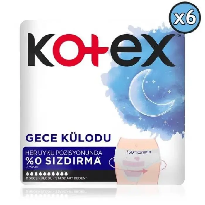 Regl dönemi gece külodu, 12 adet
