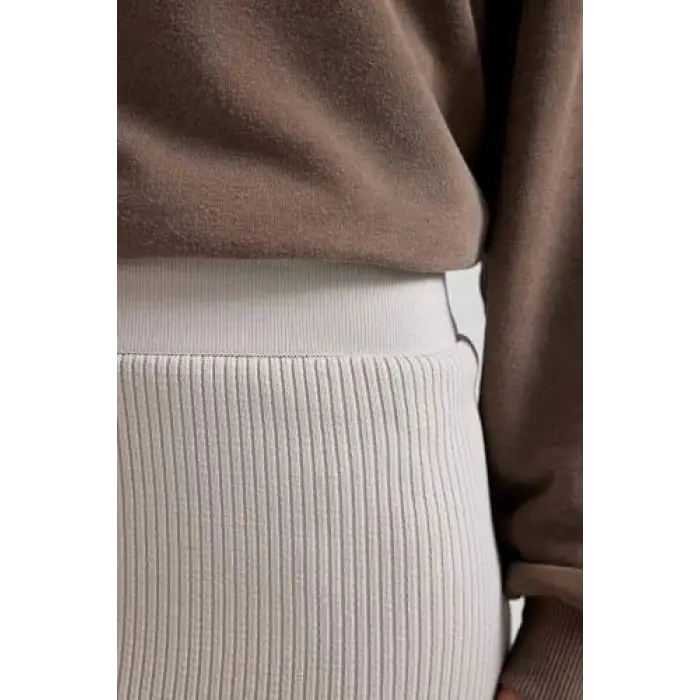 Regular Fit Basic Düz Maxi Siyah Triko Etek Gri Std
