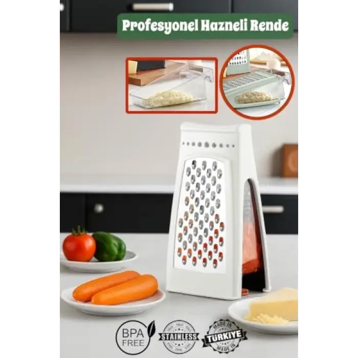 Rende, Profesyonel Paslanmaz Çelik Çift Taraflı Kullanım Hazneli Rende