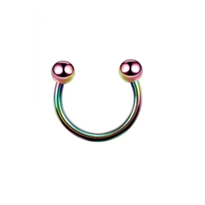 Renkli Çelik Yarım Ay Gökkuşağı Piercing