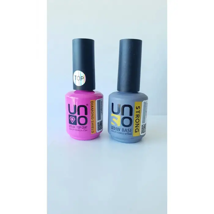 Renkli Diamond Shield Top Coat ve Strong Base Coat seti, 15 ml + 15 ml