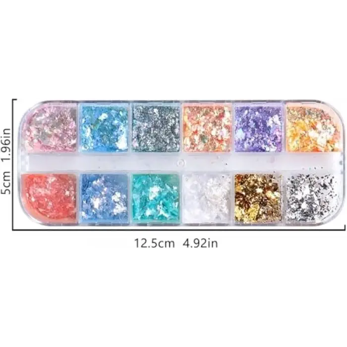 Renkli İnce Folyo Glitter Nail Art Pulları