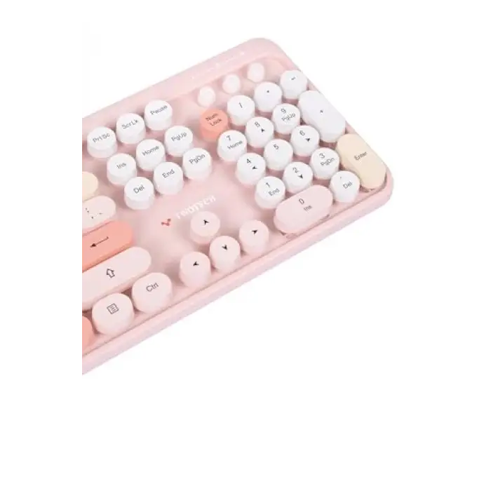 Renkli Tuşlu Kablosuz Türkçe Klavye+Mouse Seti - Pembe