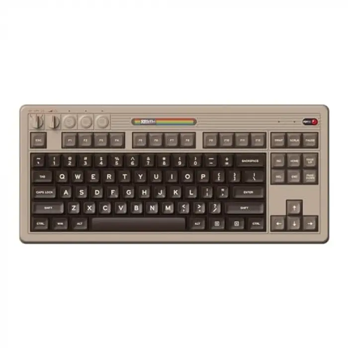 Retro Mekanik Klavye, Bluetooth/2.4G/USB-C Hot Swappable, 87 Tuşlu, Windows ve Android uyumlu, C64 Edition, Qwerty İngilizce