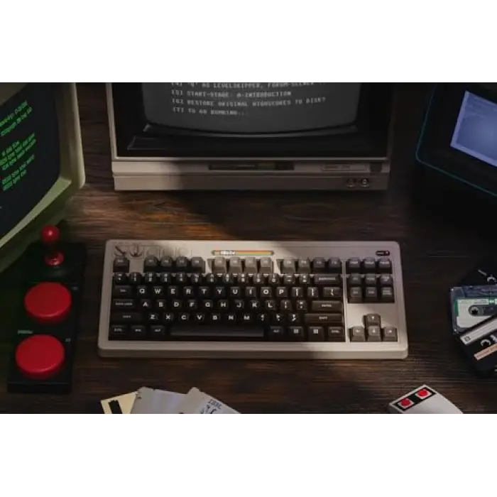 Retro Mekanik Klavye, Bluetooth/2.4G/USB-C Hot Swappable, 87 Tuşlu, Windows ve Android uyumlu, C64 Edition, Qwerty İngilizce