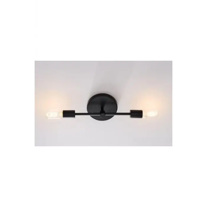 Retro Metal Siyah 2li Tavan Plofyoner Rustik Avize