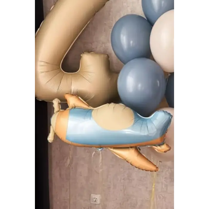 Retro Uçak Folyo Balon Mavi