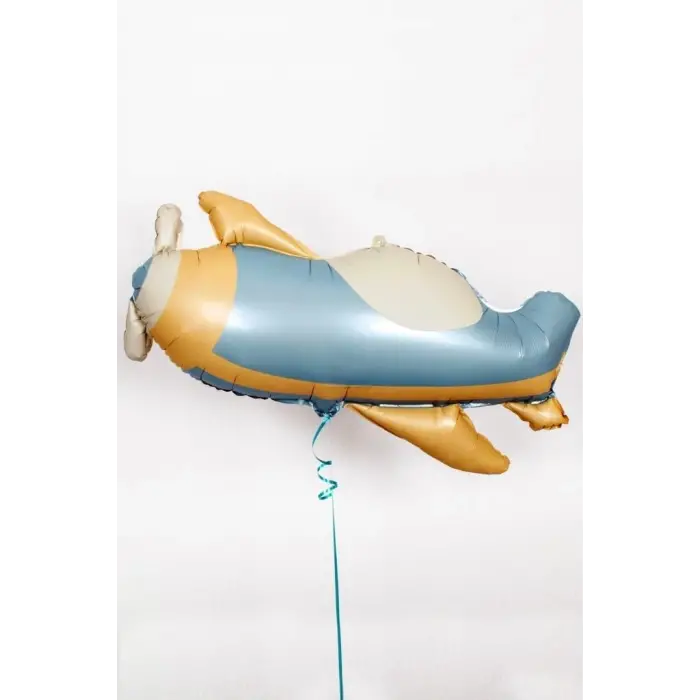 Retro Uçak Folyo Balon Mavi