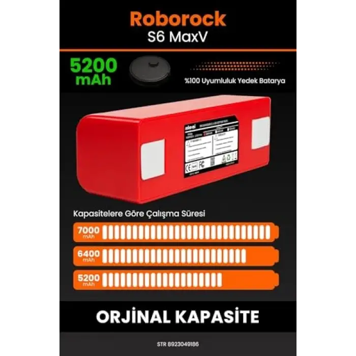 Roborock S6 Max V robot süpürge için 5200 mAh batarya
