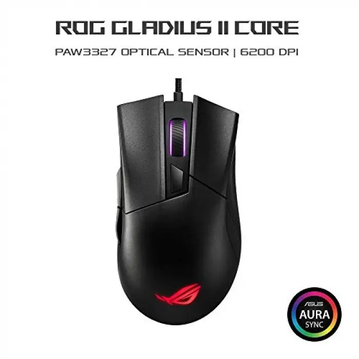 Rog Gladius II Core 6200DPI 6 Tuş Optik RGB Kablolu Gaming Oyuncu Mouse