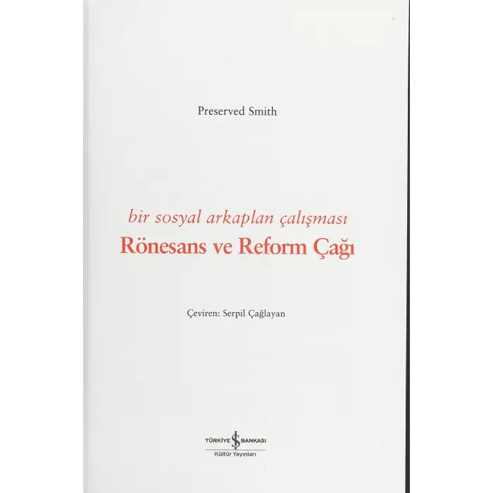 Rönesans ve Reform Çağı: Bir Sosyal Arkaplan Çalışması
