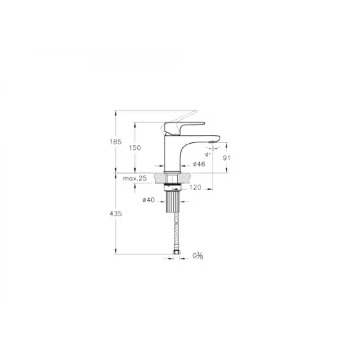 Root Round A42705 Lavabo Bataryası, Krom