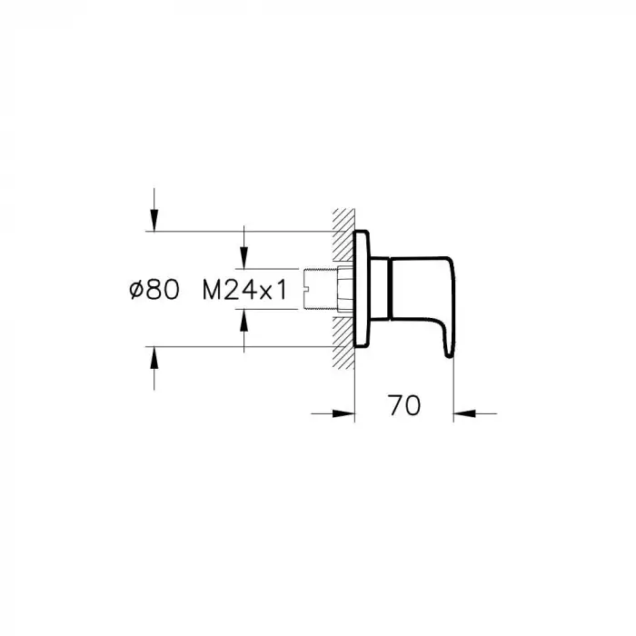 Root Round A42730 Ankastre Stop Valf, Krom, Sıva Üstü