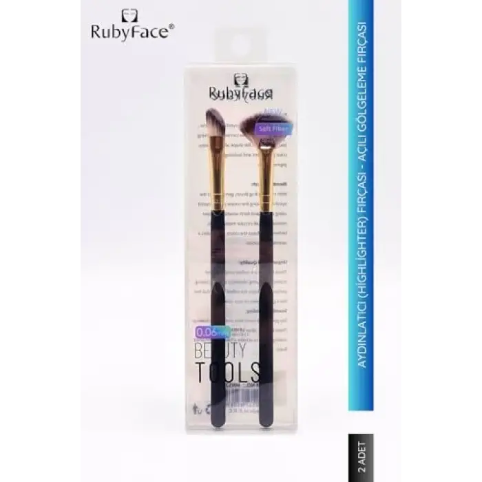 ruby face 2li Makyaj Fırça Seti - Aydınlatıcı (Highlighter) Fırça & Açılı Gölgeleme