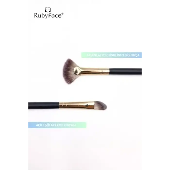 ruby face 2li Makyaj Fırça Seti - Aydınlatıcı (Highlighter) Fırça & Açılı Gölgeleme