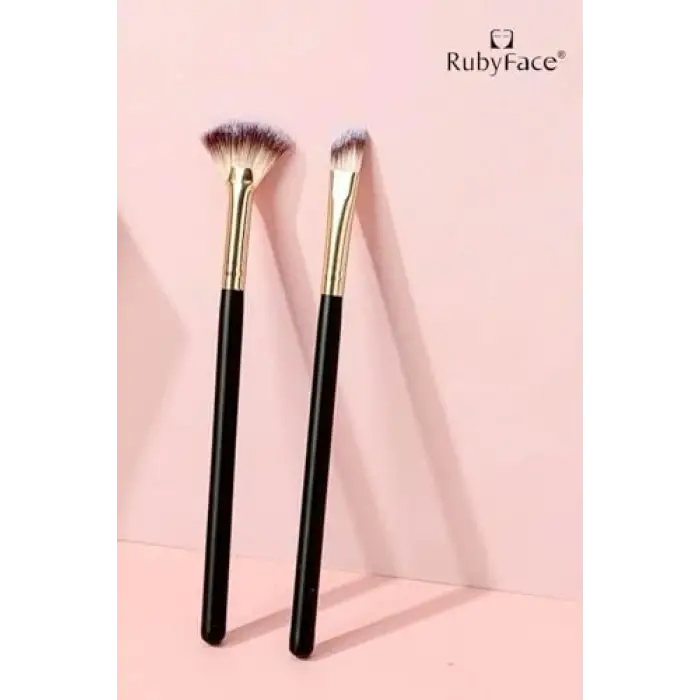 ruby face 2li Makyaj Fırça Seti - Aydınlatıcı (Highlighter) Fırça & Açılı Gölgeleme