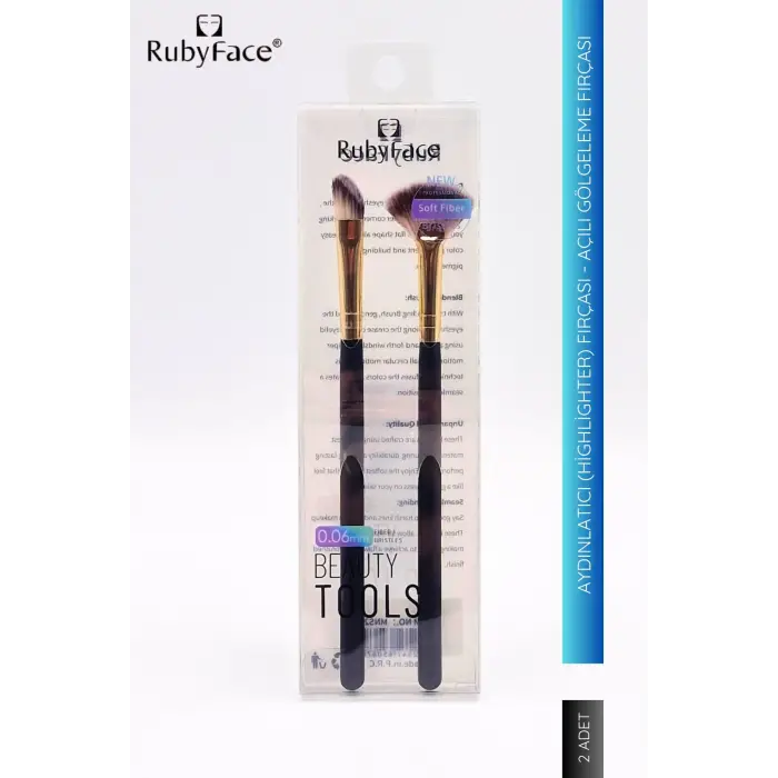 ruby face 2li Makyaj Fırça Seti - Aydınlatıcı (Highlighter) Fırça & Açılı Gölgeleme