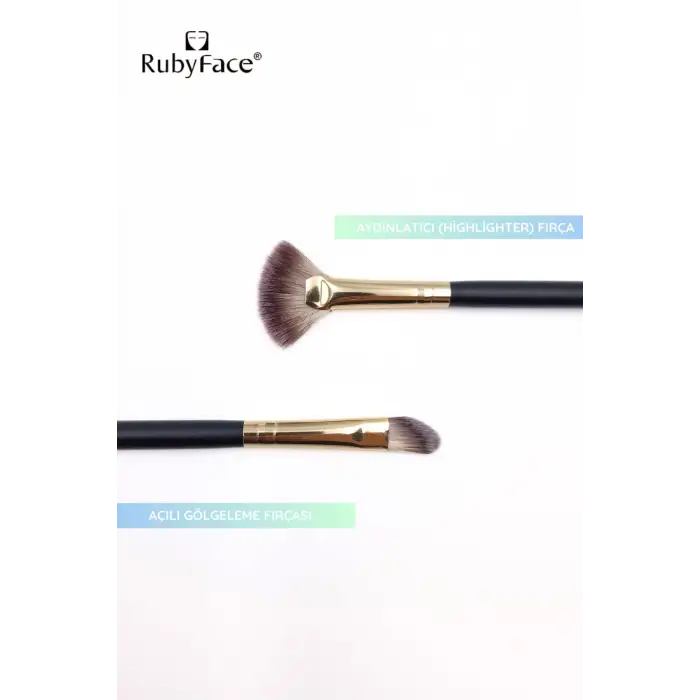 ruby face 2li Makyaj Fırça Seti - Aydınlatıcı (Highlighter) Fırça & Açılı Gölgeleme