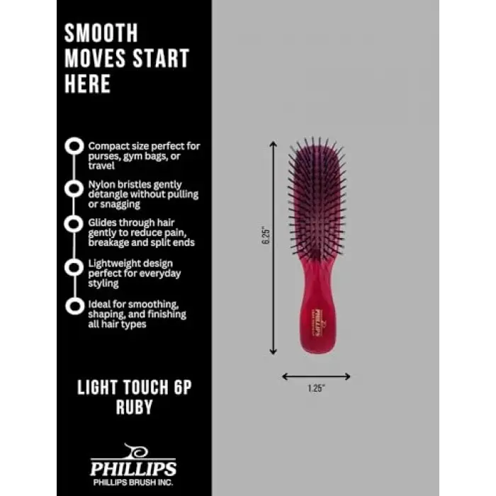 Ruby Light Touch 6 Saç Fırçası - Mücevher Koleksiyonunun Bir Parçası (Cüzdan boyutu)