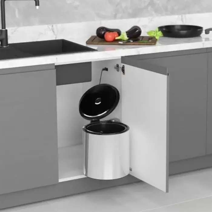 S-2251-SS Krom Paslanmaz Çöp Kovası 10 Lt
