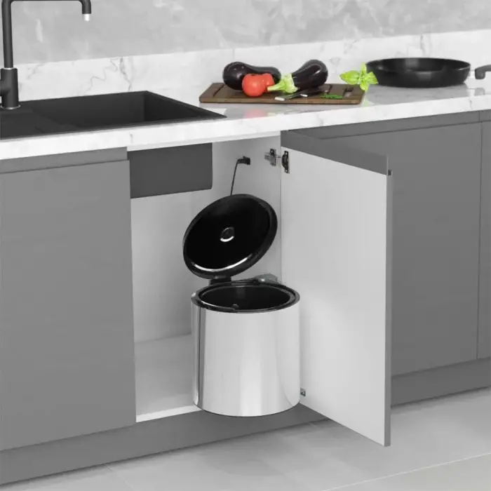 S-2251-SS Krom Paslanmaz Çöp Kovası 10 Lt
