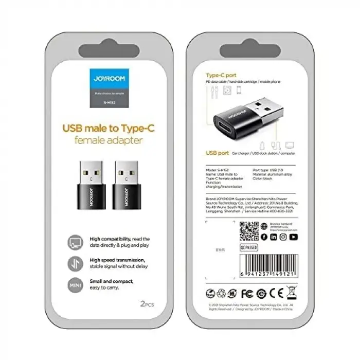 S-H152 USB - Type-C adaptörü, siyah