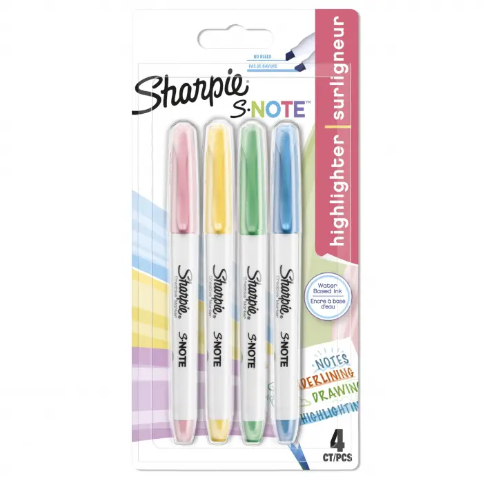 S-Note Fosforlu İşaretleme Kalemi, 4lü Blister, Karışık